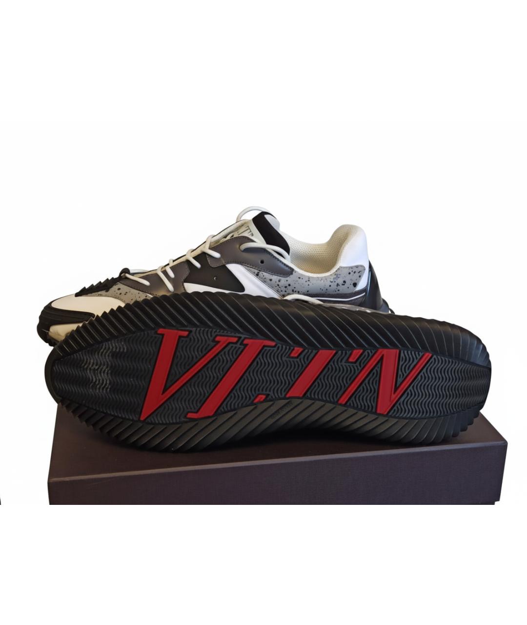 VALENTINO Серые кожаные низкие кроссовки / кеды, фото 6