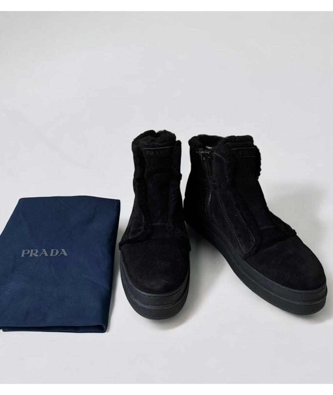 PRADA Черные замшевые ботинки, фото 8