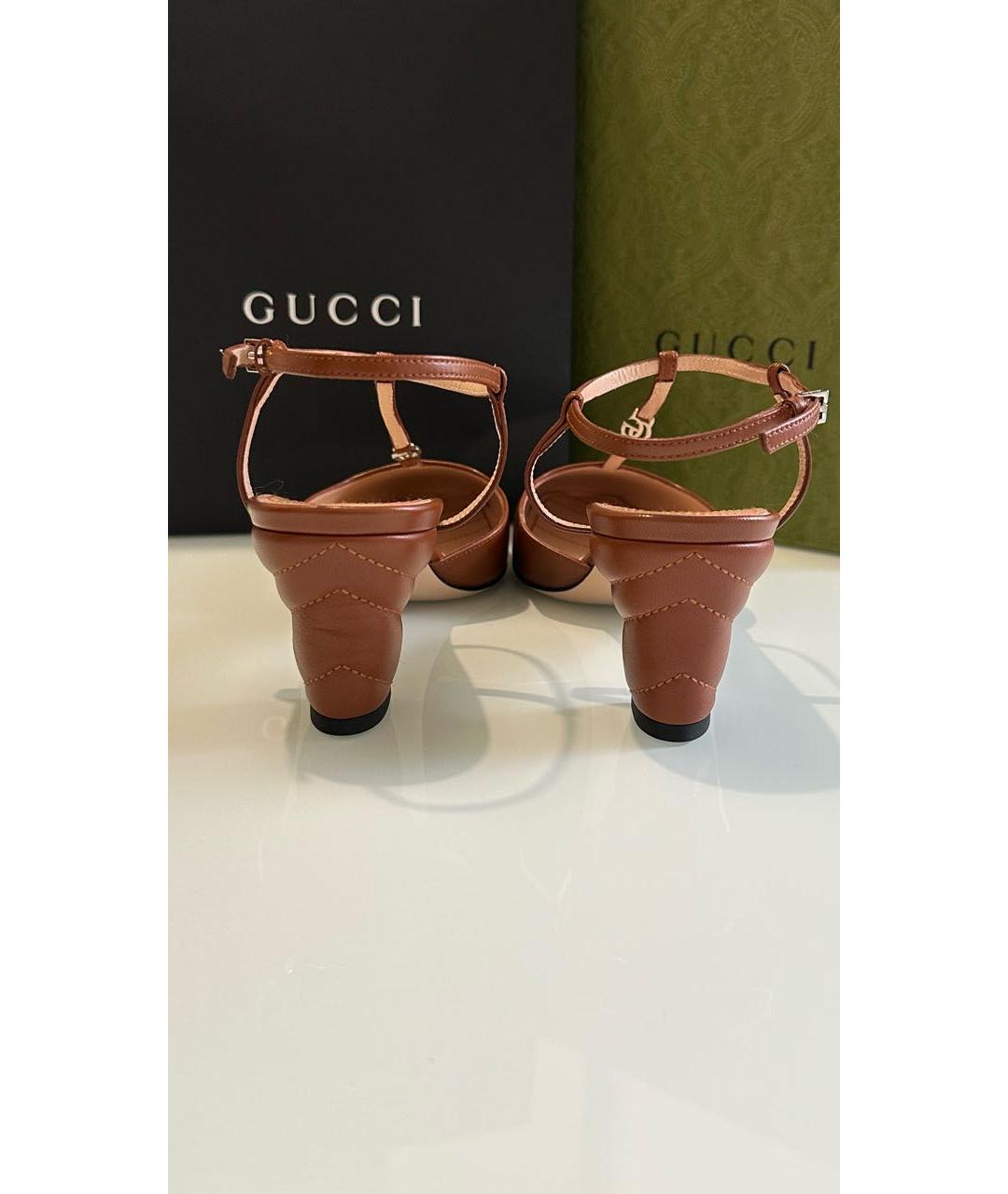 GUCCI Коричневые кожаные туфли, фото 6