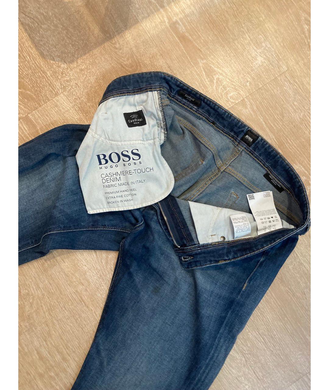 HUGO BOSS Синие хлопко-кашемировые прямые джинсы, фото 5