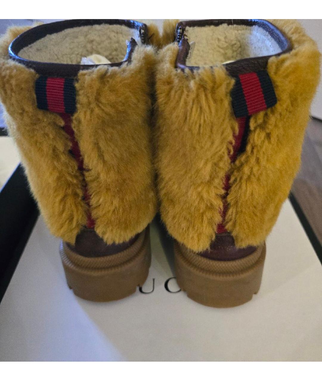 GUCCI Горчичные кожаные сапоги, фото 4