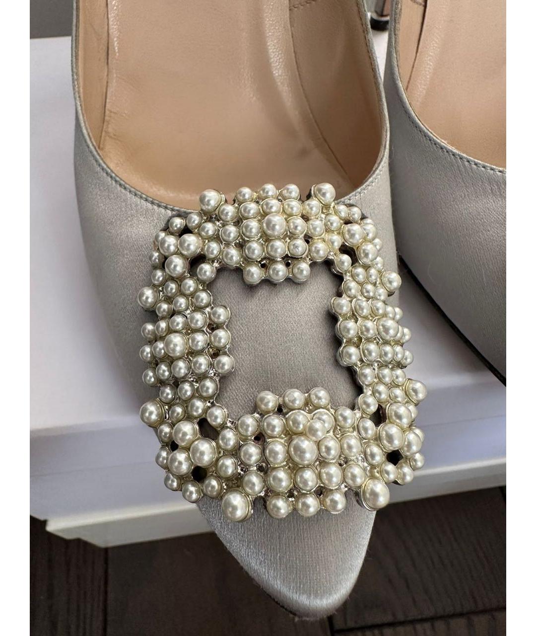 MANOLO BLAHNIK Серые текстильные туфли, фото 5