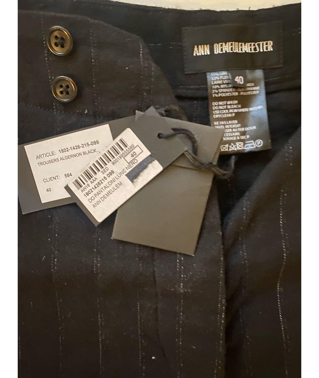 ANN DEMEULEMEESTER Черные шерстяные брюки широкие, фото 4