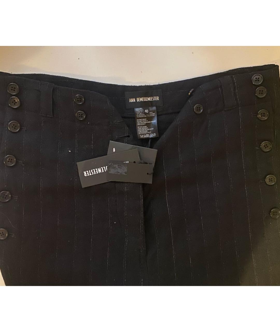 ANN DEMEULEMEESTER Черные шерстяные брюки широкие, фото 3