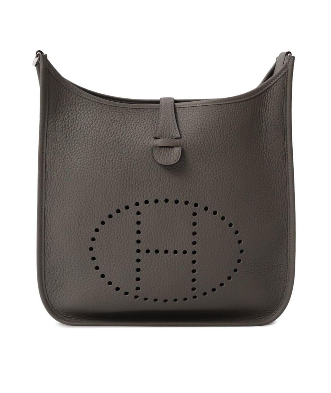 HERMES Антрацитовая кожаная сумка через плечо, фото 1