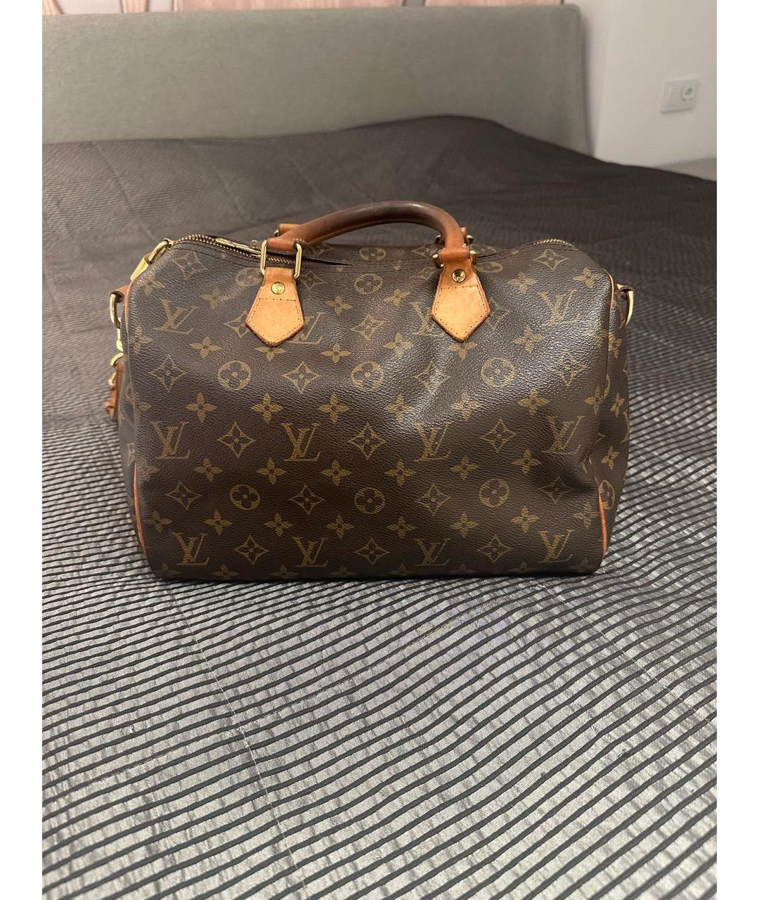 LOUIS VUITTON Коричневая кожаная сумка с короткими ручками, фото 5