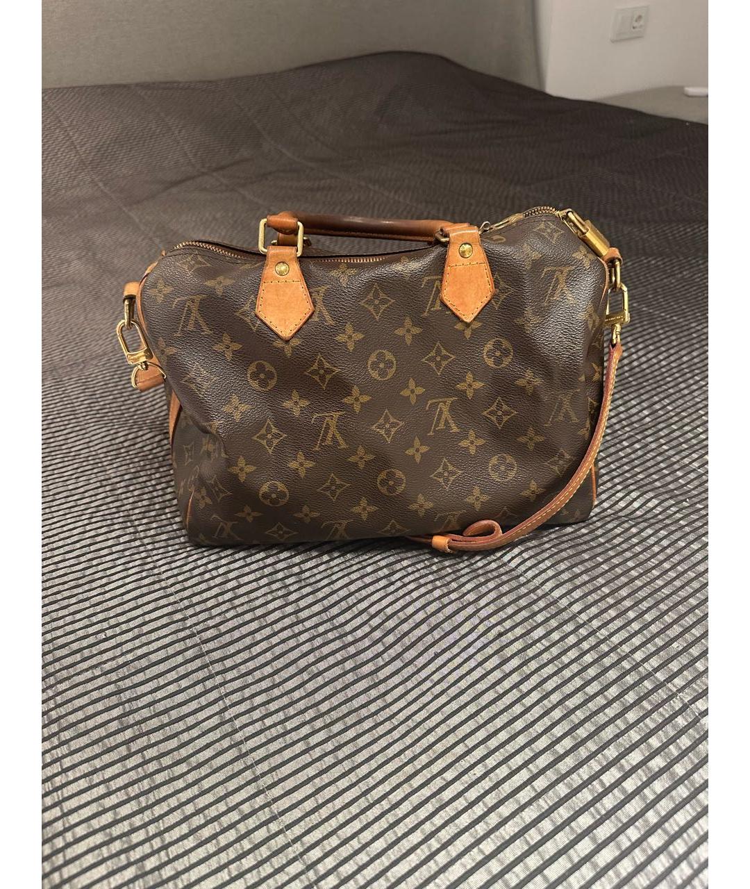 LOUIS VUITTON Коричневая кожаная сумка с короткими ручками, фото 3