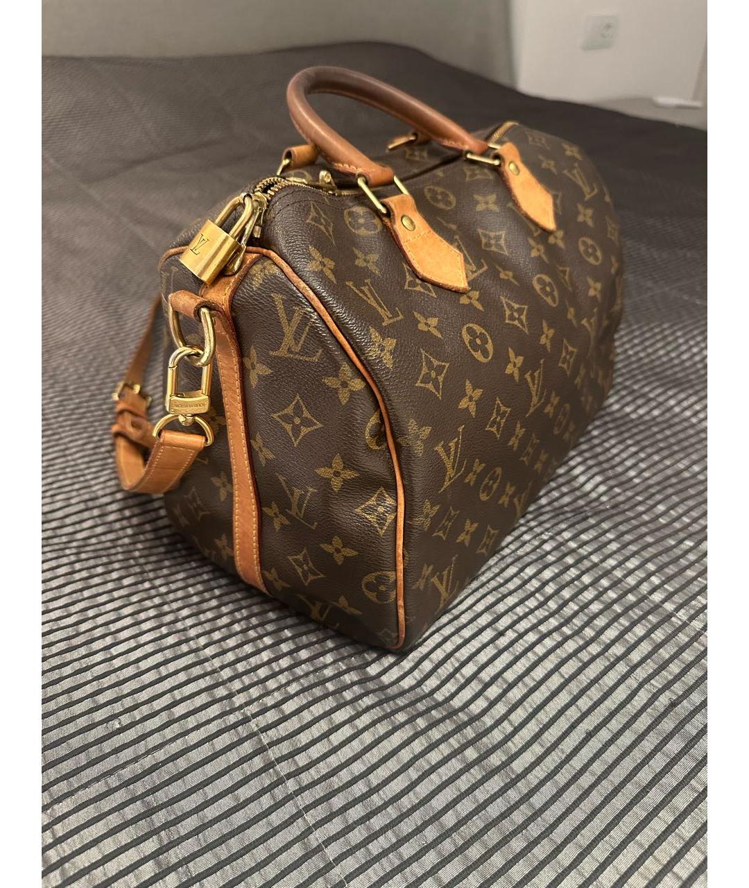 LOUIS VUITTON Коричневая кожаная сумка с короткими ручками, фото 2