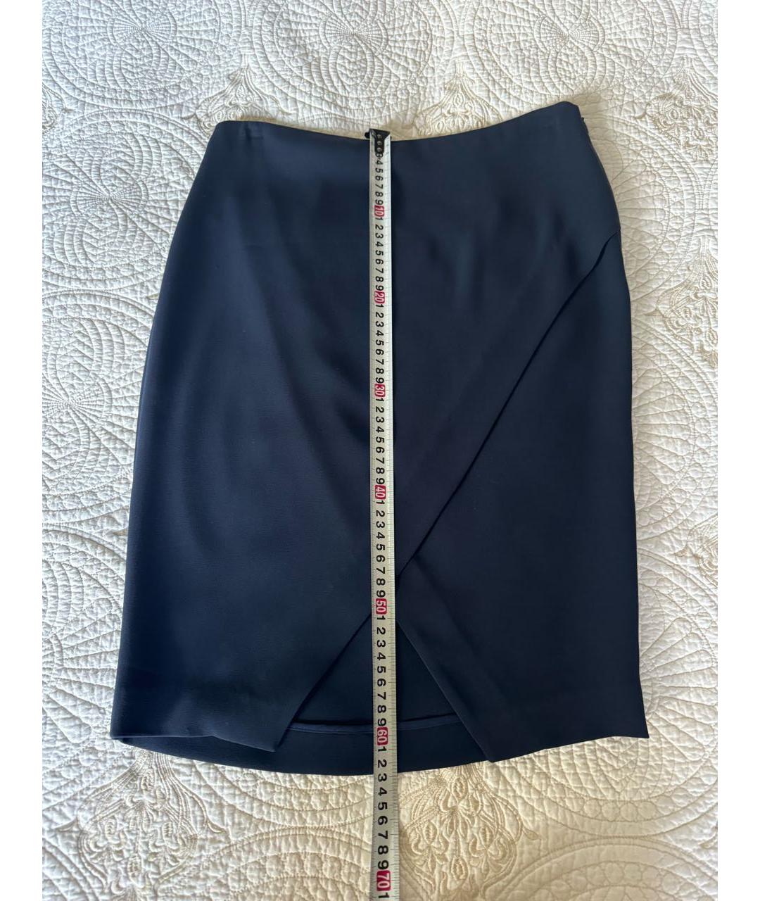 POLO RALPH LAUREN Темно-синяя шелковая юбка миди, фото 7