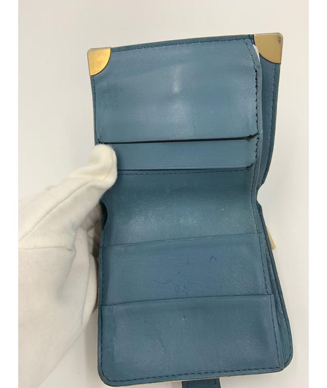 LOUIS VUITTON Синий кожаный кошелек, фото 8