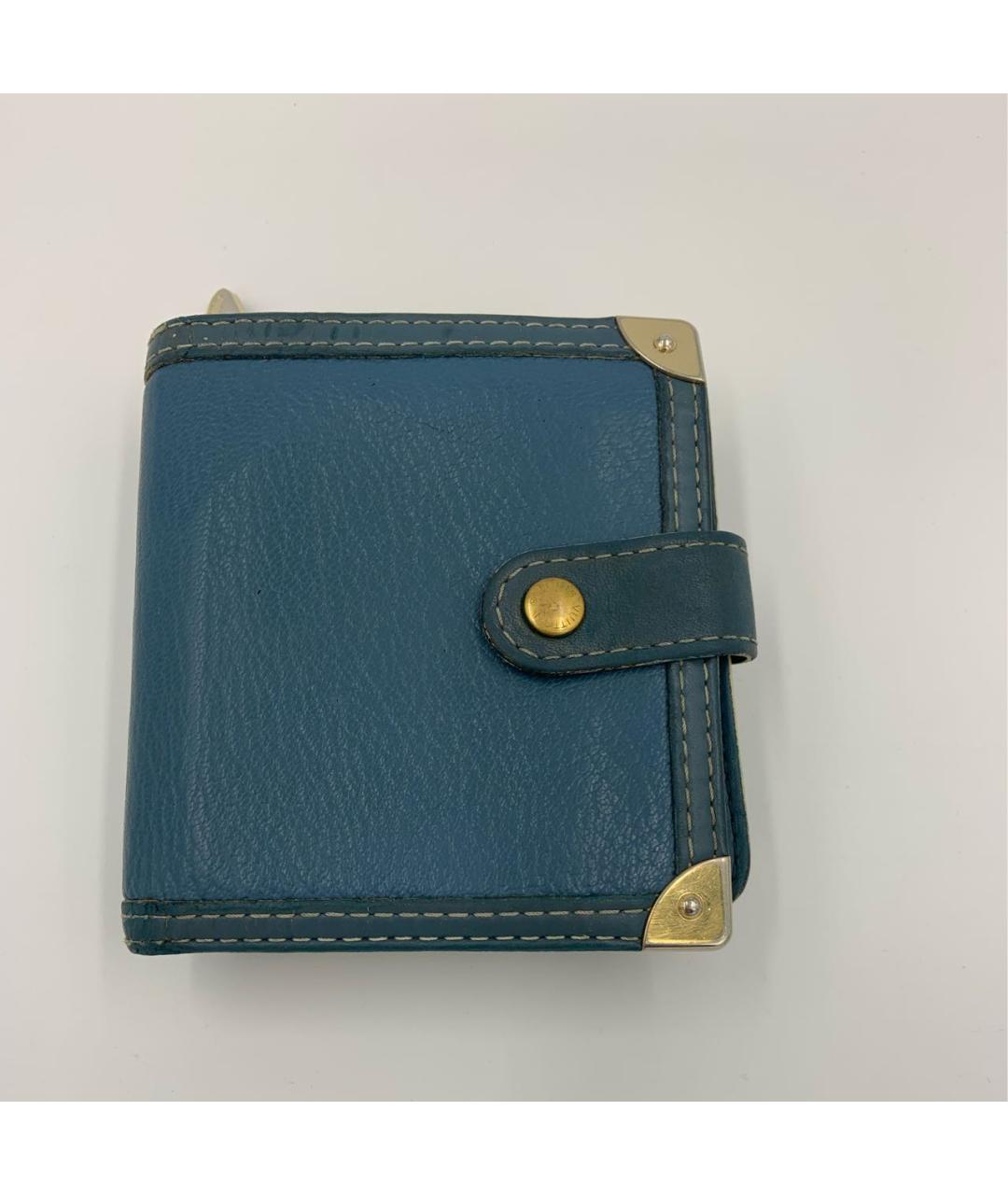 LOUIS VUITTON Синий кожаный кошелек, фото 9
