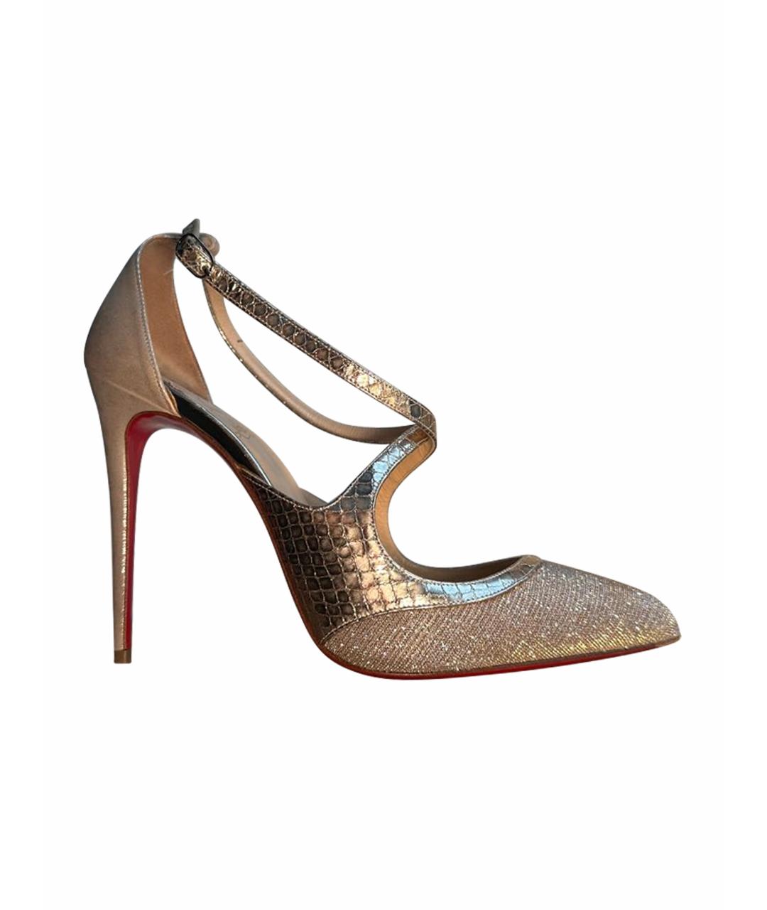 CHRISTIAN LOUBOUTIN Бежевые кожаные босоножки, фото 6