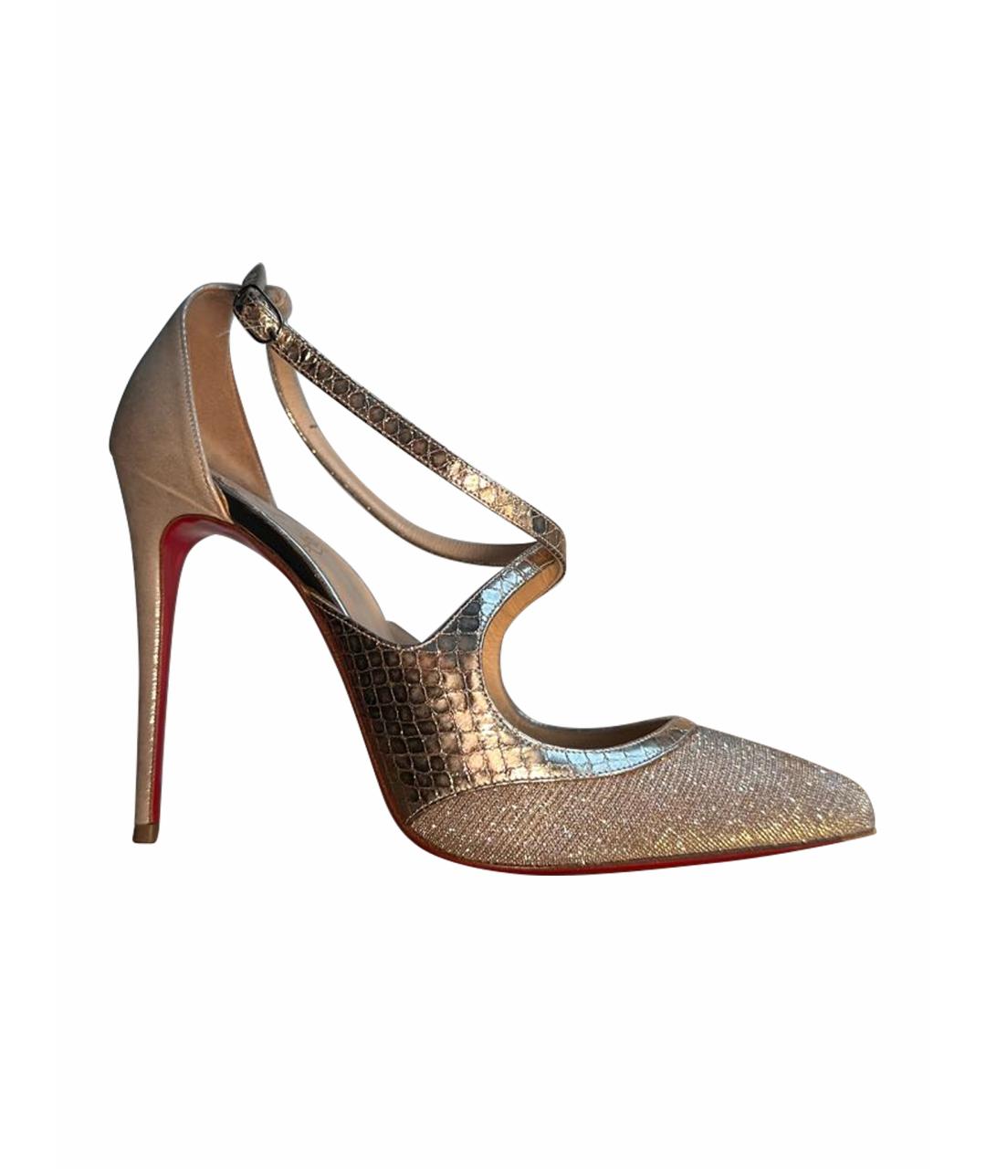 CHRISTIAN LOUBOUTIN Бежевые кожаные босоножки, фото 1