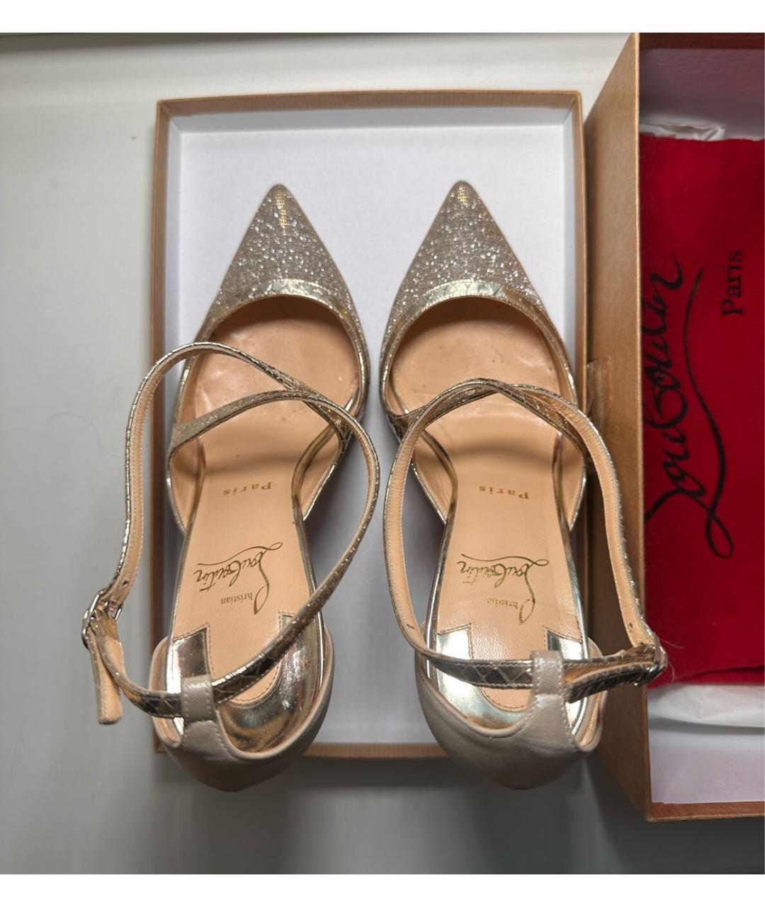 CHRISTIAN LOUBOUTIN Бежевые кожаные босоножки, фото 3