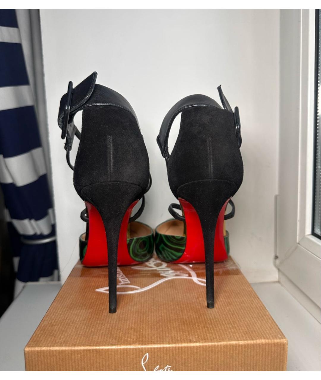 CHRISTIAN LOUBOUTIN Зеленые кожаные босоножки, фото 4