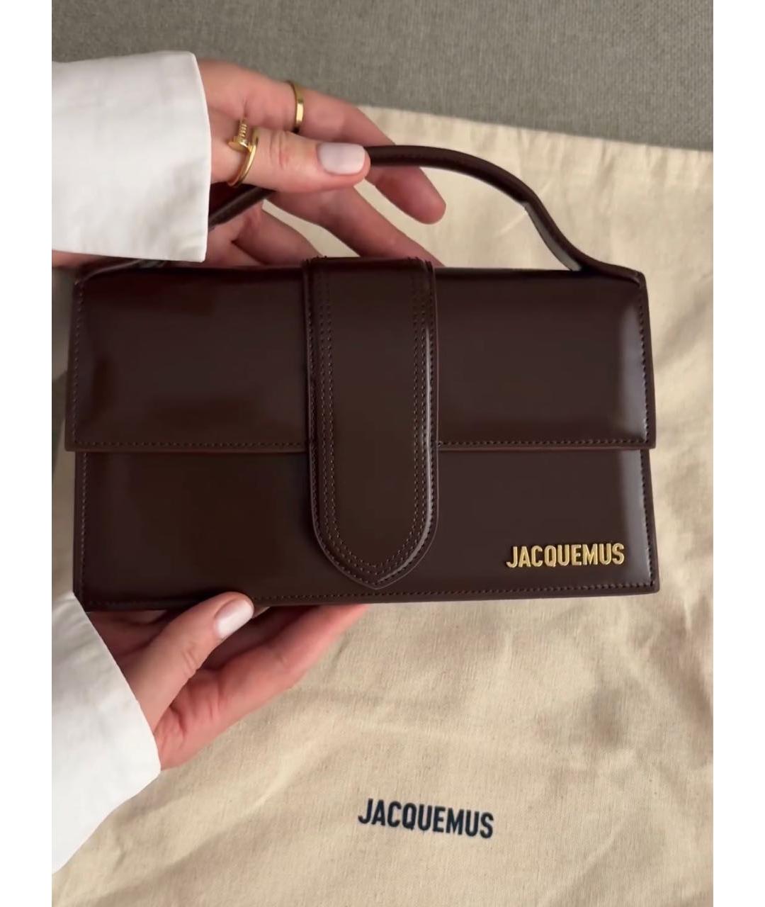 JACQUEMUS Коричневая сумка через плечо из лакированной кожи, фото 2