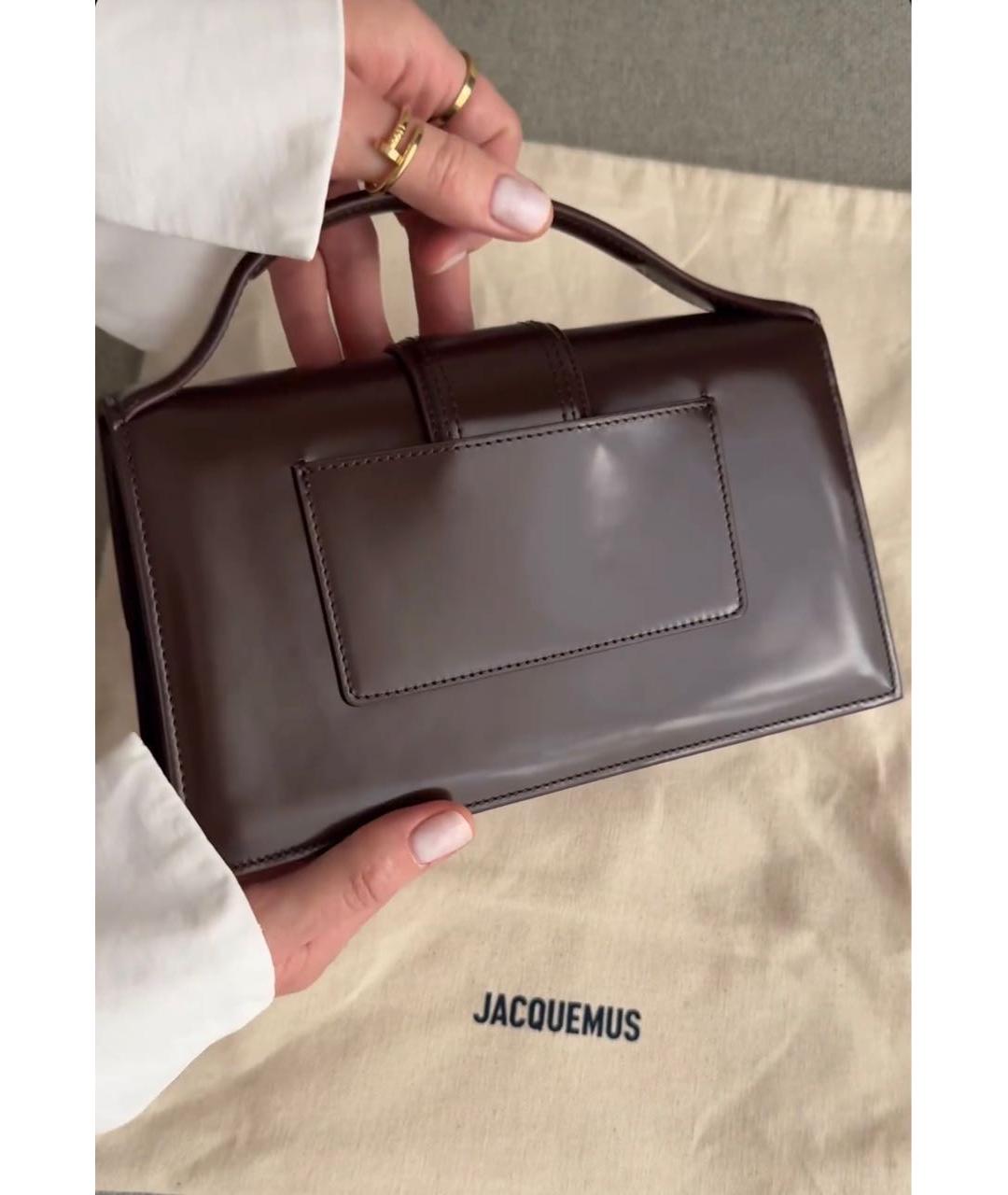 JACQUEMUS Коричневая сумка через плечо из лакированной кожи, фото 3