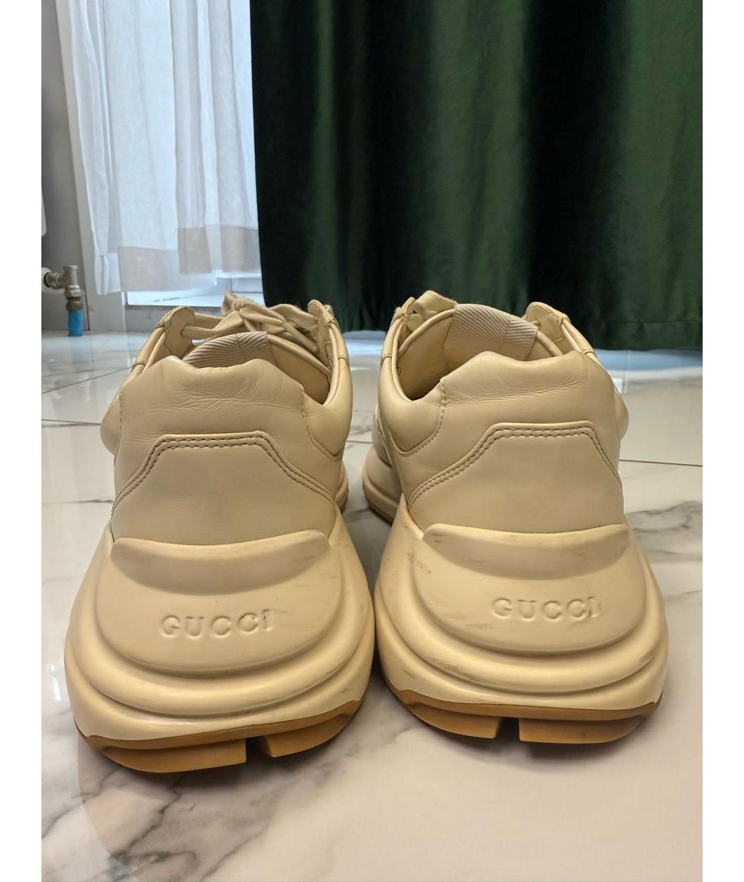 GUCCI Бежевые кожаные кроссовки, фото 4