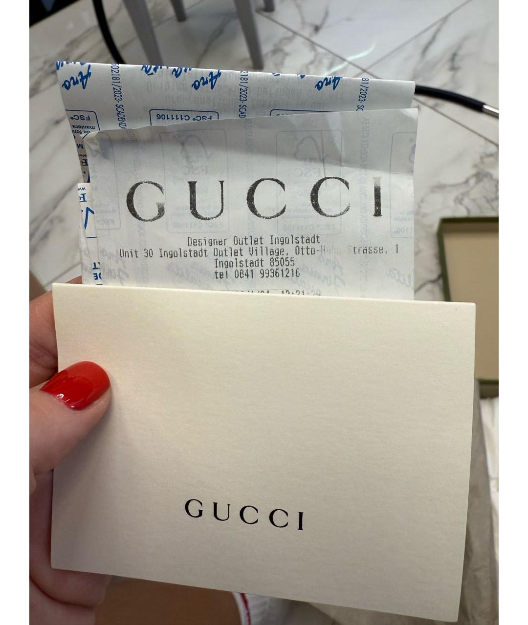 GUCCI Бежевые кожаные кроссовки, фото 7