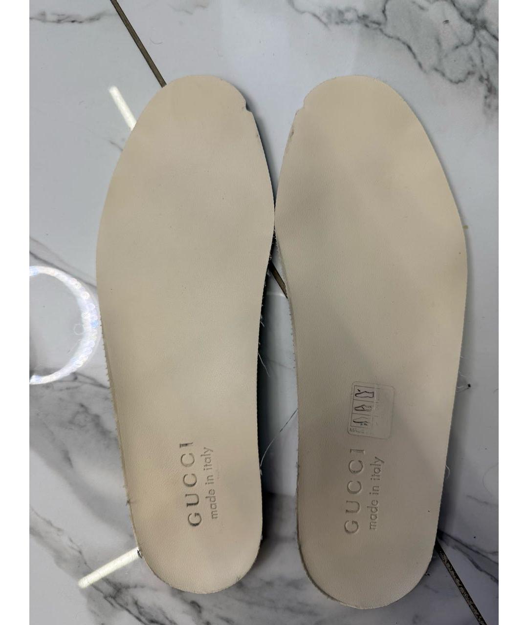 GUCCI Бежевые кожаные кроссовки, фото 3