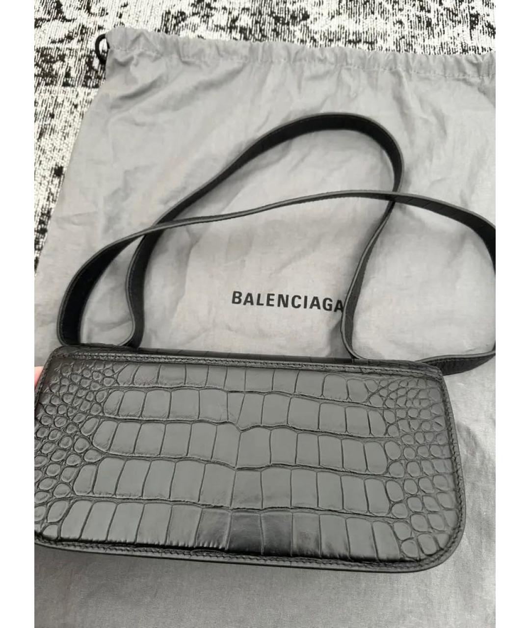 BALENCIAGA Черная кожаная сумка через плечо, фото 4