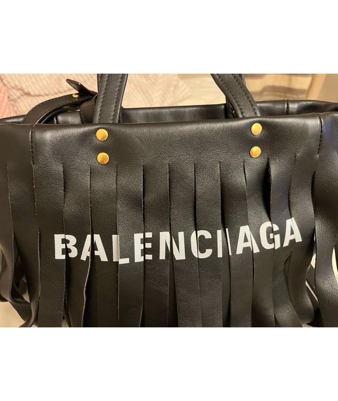 BALENCIAGA Черная кожаная сумка через плечо, фото 4