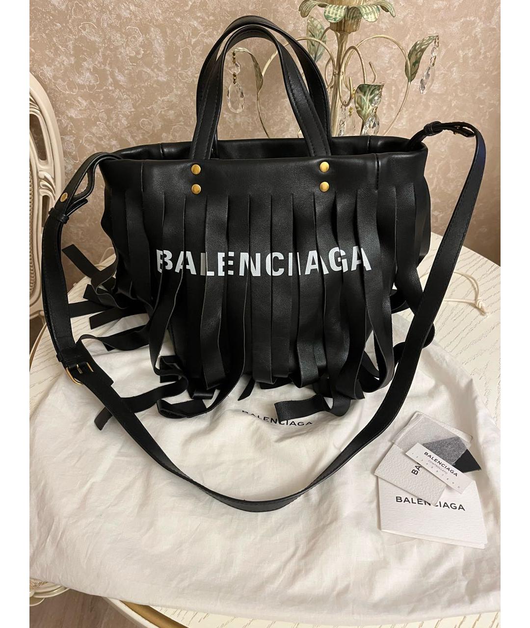 BALENCIAGA Черная кожаная сумка через плечо, фото 2