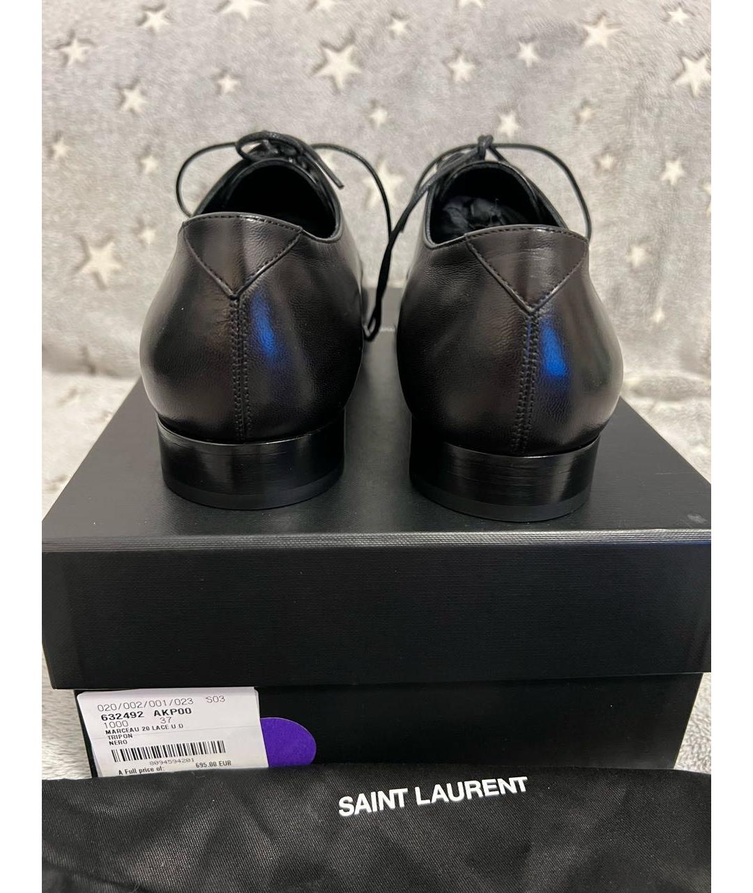 SAINT LAURENT Черные кожаные брогги и оксфорды, фото 4