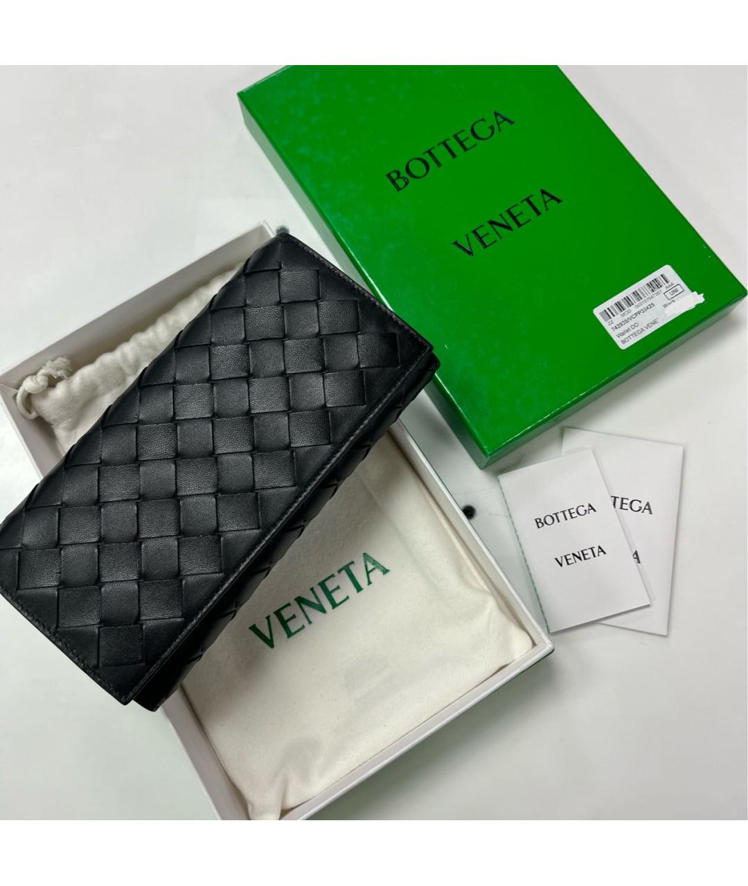 BOTTEGA VENETA Черный кожаный кошелек, фото 3