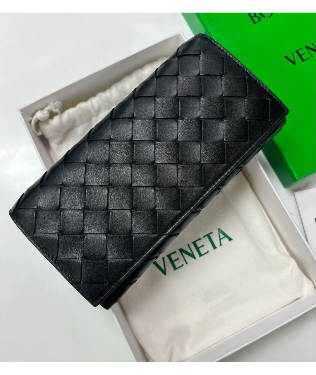 BOTTEGA VENETA Черный кожаный кошелек, фото 2