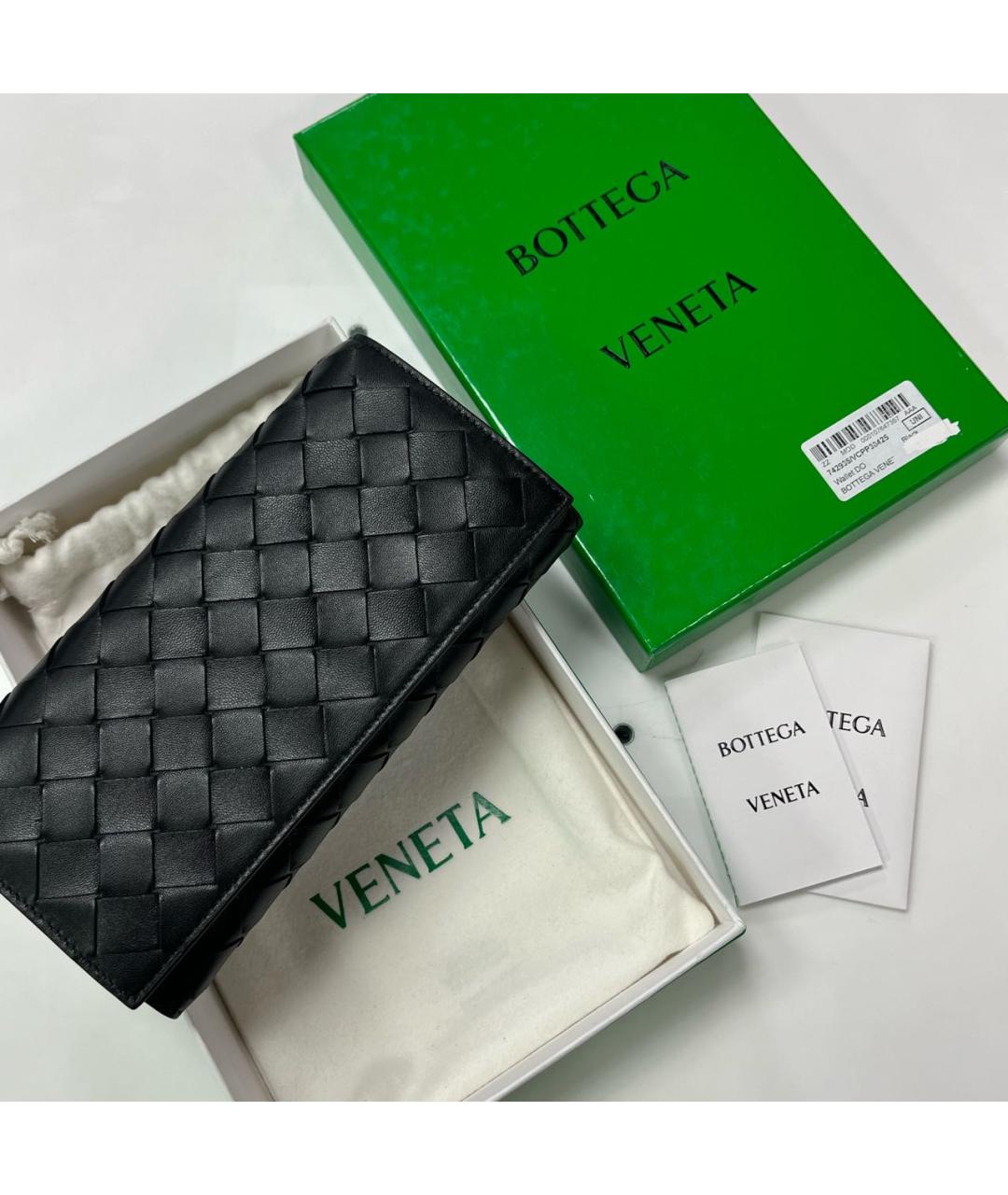 BOTTEGA VENETA Черный кожаный кошелек, фото 8