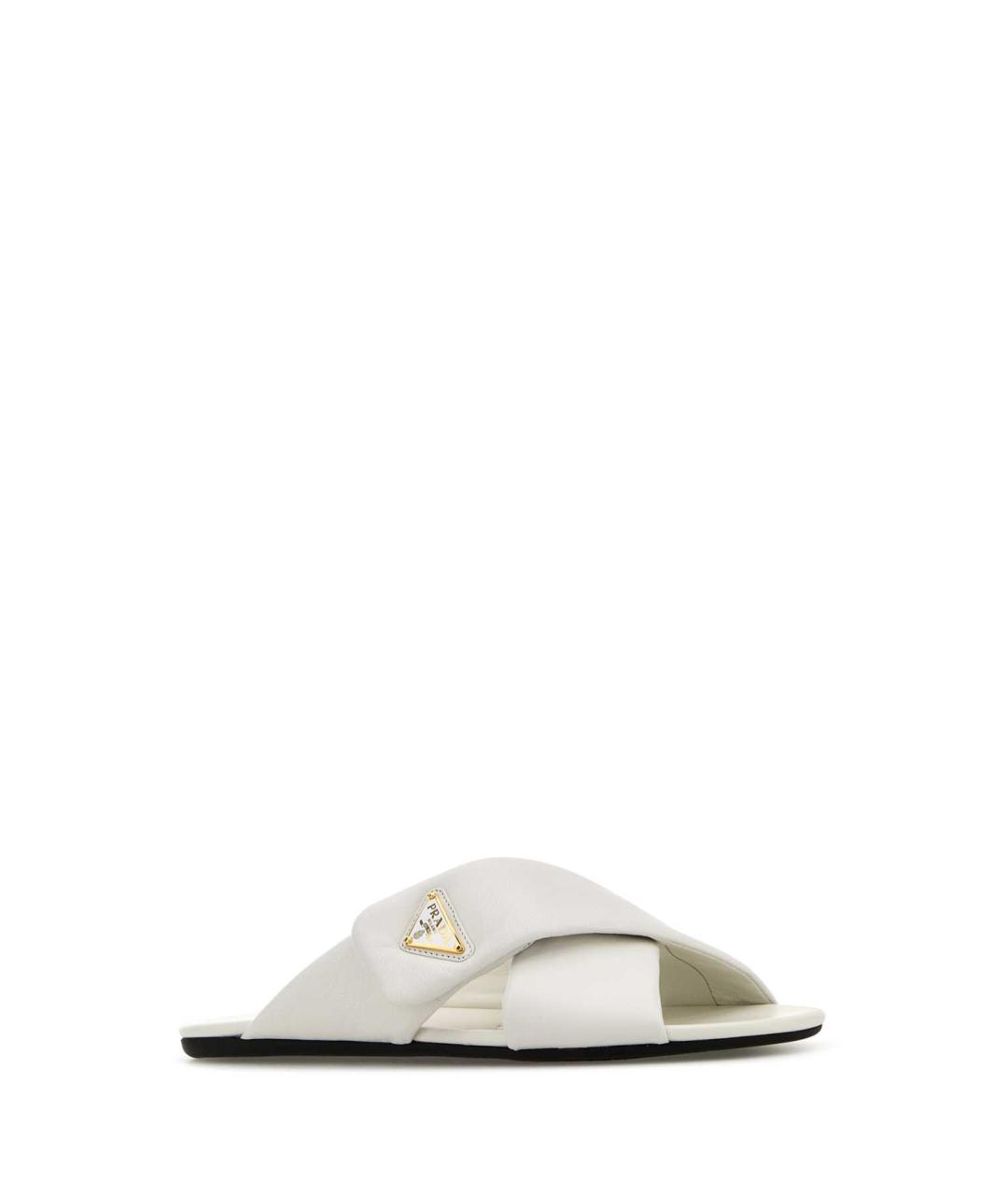 PRADA Белые кожаные шлепанцы, фото 2