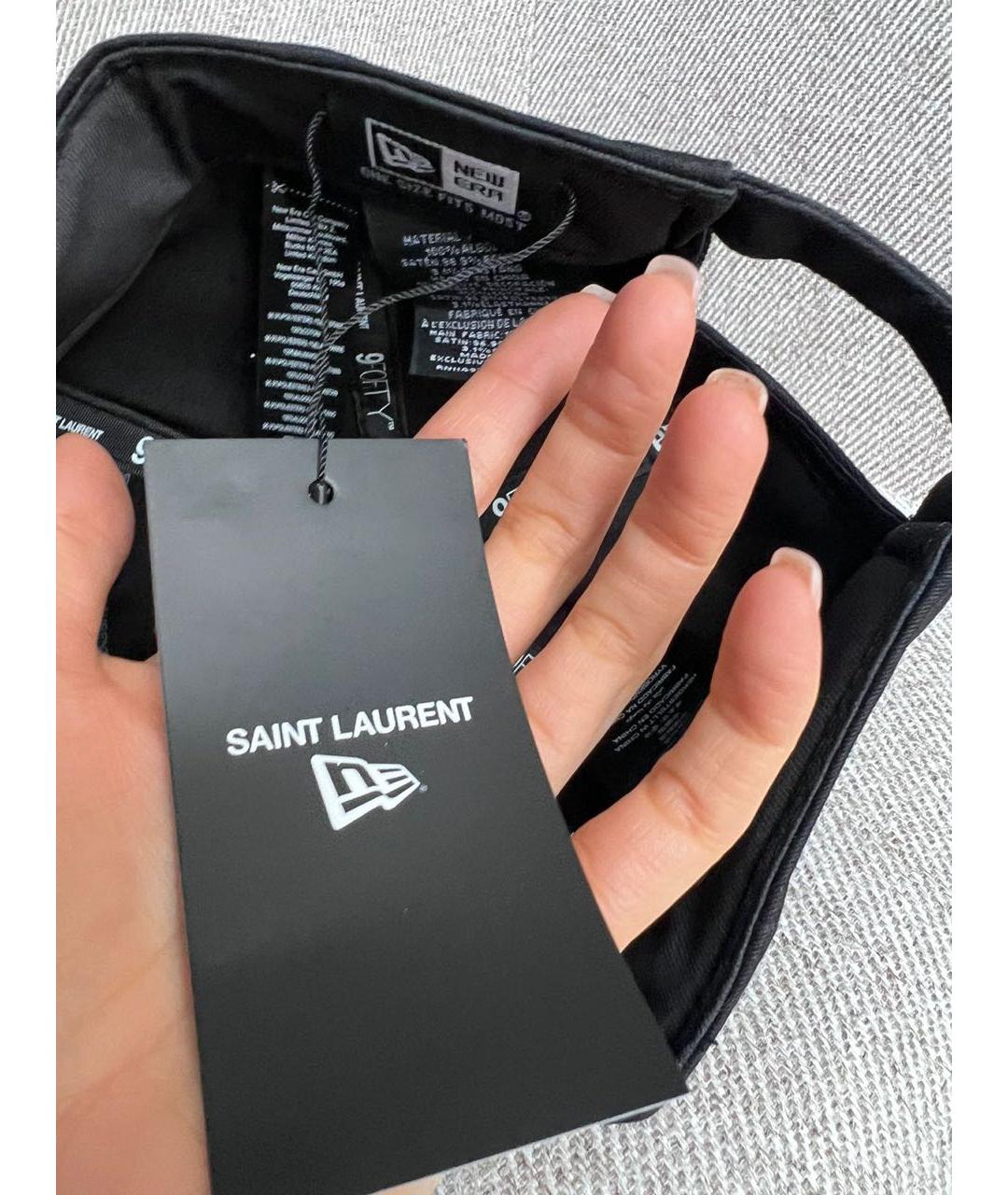 SAINT LAURENT Черная хлопковая кепка, фото 2