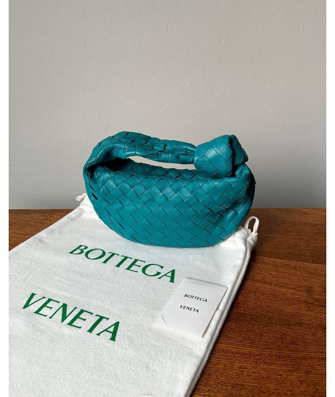 BOTTEGA VENETA Бирюзовая кожаная сумка с короткими ручками, фото 9