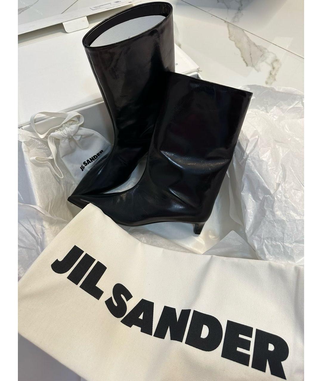 JIL SANDER Черные кожаные ботильоны, фото 2