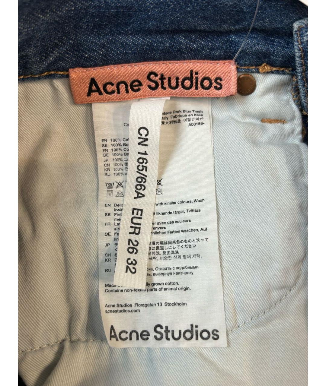 ACNE STUDIOS Синие хлопковые прямые джинсы, фото 3