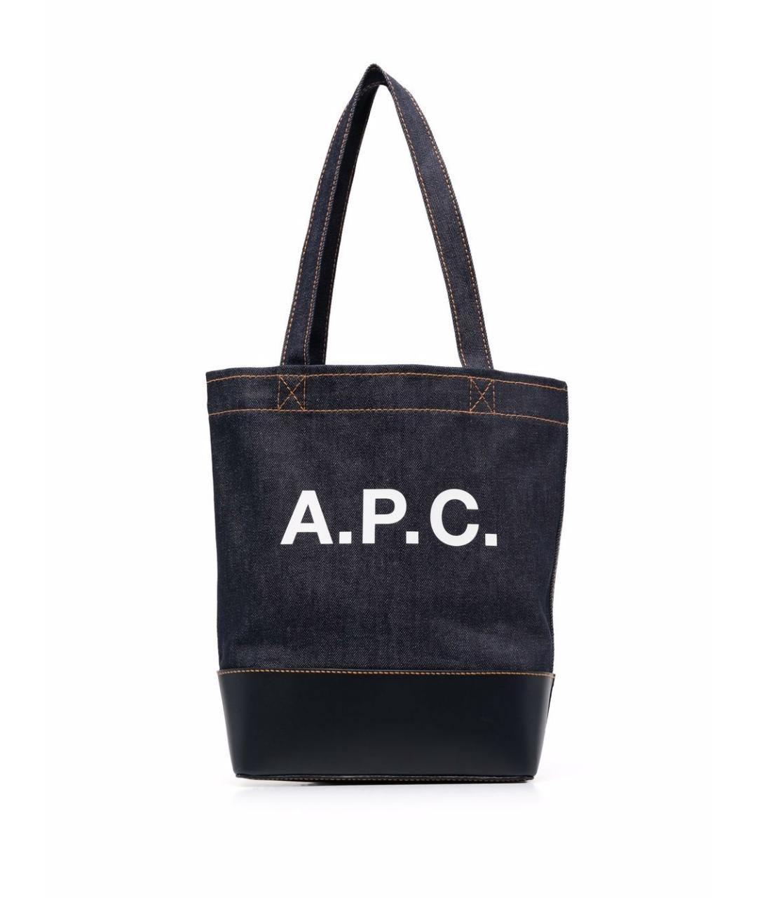 A.P.C. Темно-синяя хлопковая сумка тоут, фото 1