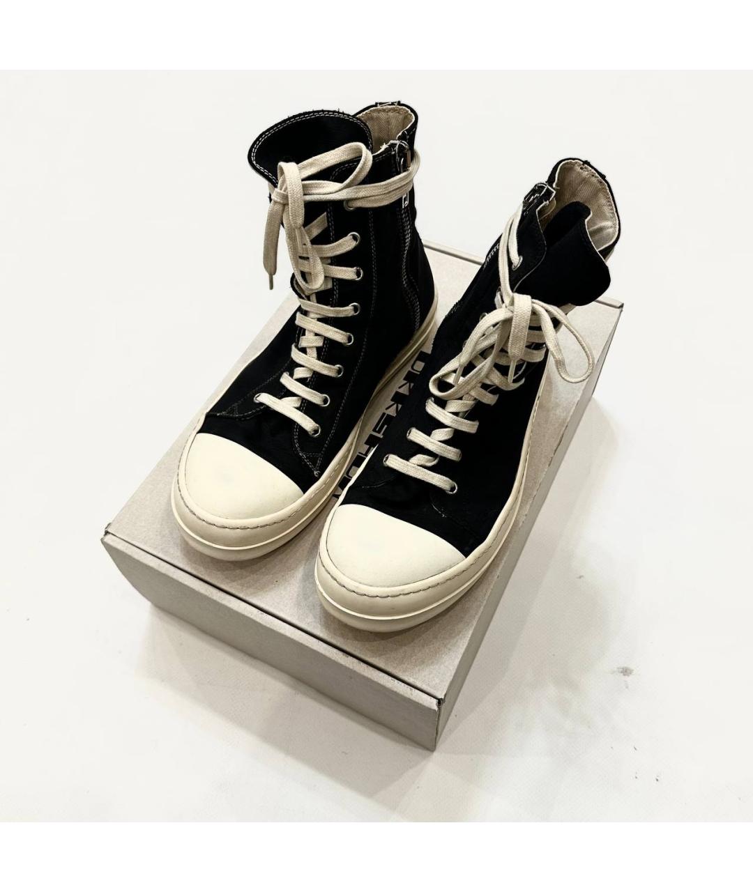 RICK OWENS DRKSHDW Черные текстильные высокие кроссовки / кеды, фото 2
