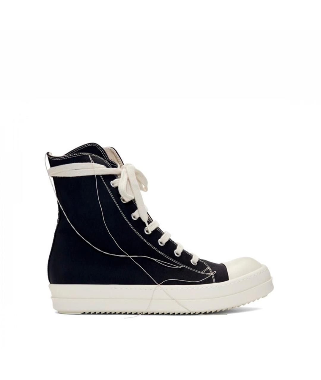 RICK OWENS DRKSHDW Черные текстильные высокие кроссовки / кеды, фото 1