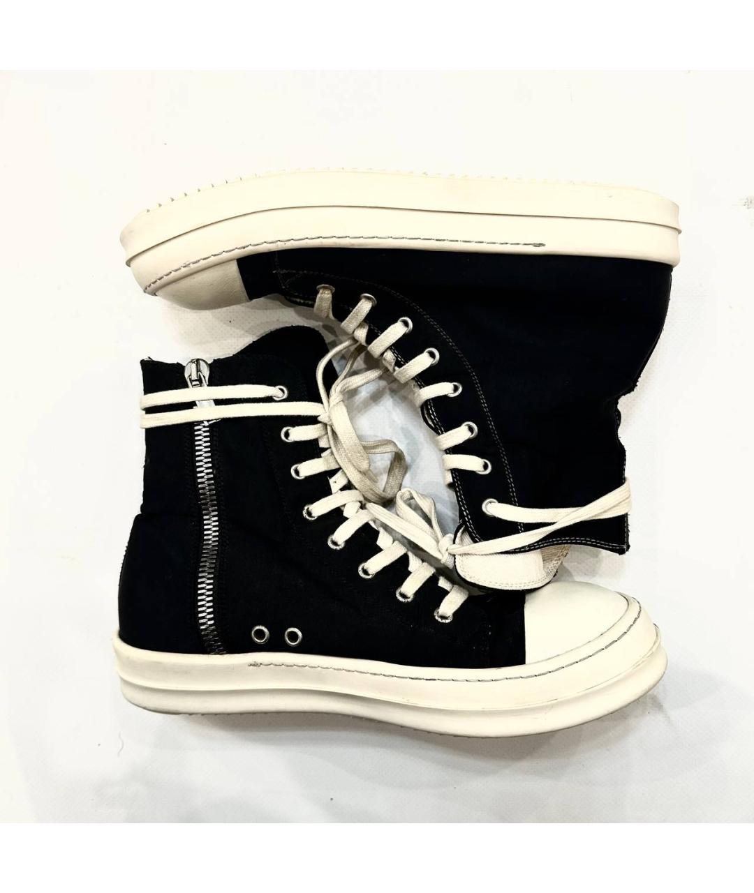 RICK OWENS DRKSHDW Черные текстильные высокие кроссовки / кеды, фото 9