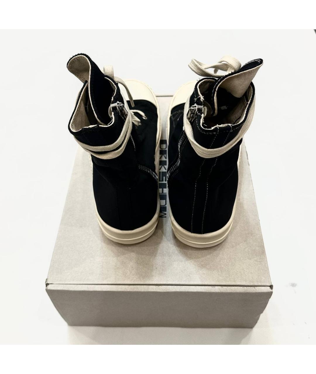 RICK OWENS DRKSHDW Черные текстильные высокие кроссовки / кеды, фото 3