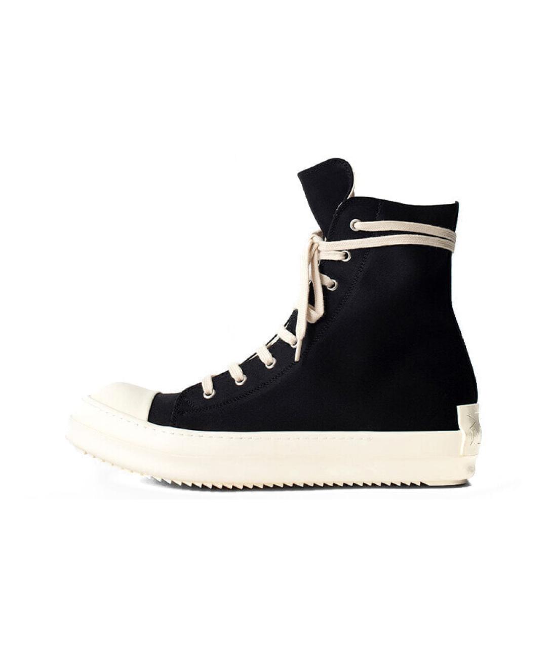 RICK OWENS DRKSHDW Черные текстильные высокие кроссовки / кеды, фото 1