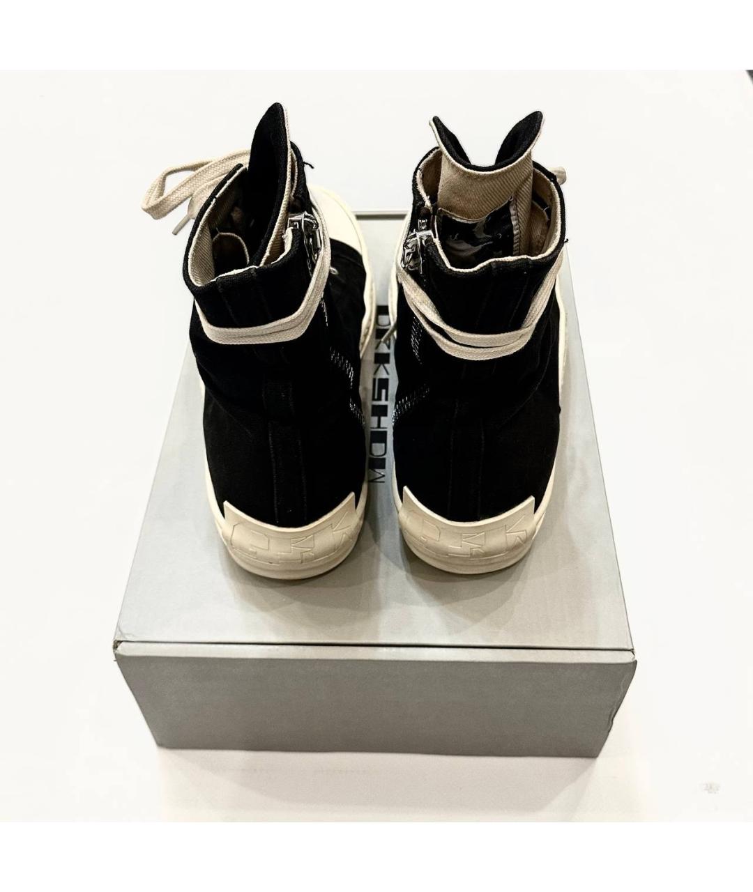 RICK OWENS DRKSHDW Черные текстильные высокие кроссовки / кеды, фото 3