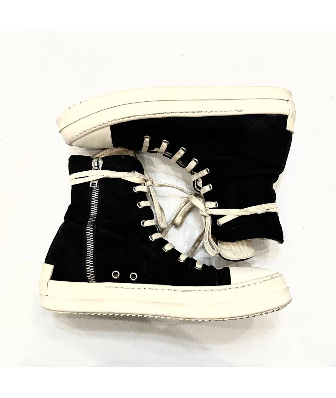RICK OWENS DRKSHDW Черные текстильные высокие кроссовки / кеды, фото 9