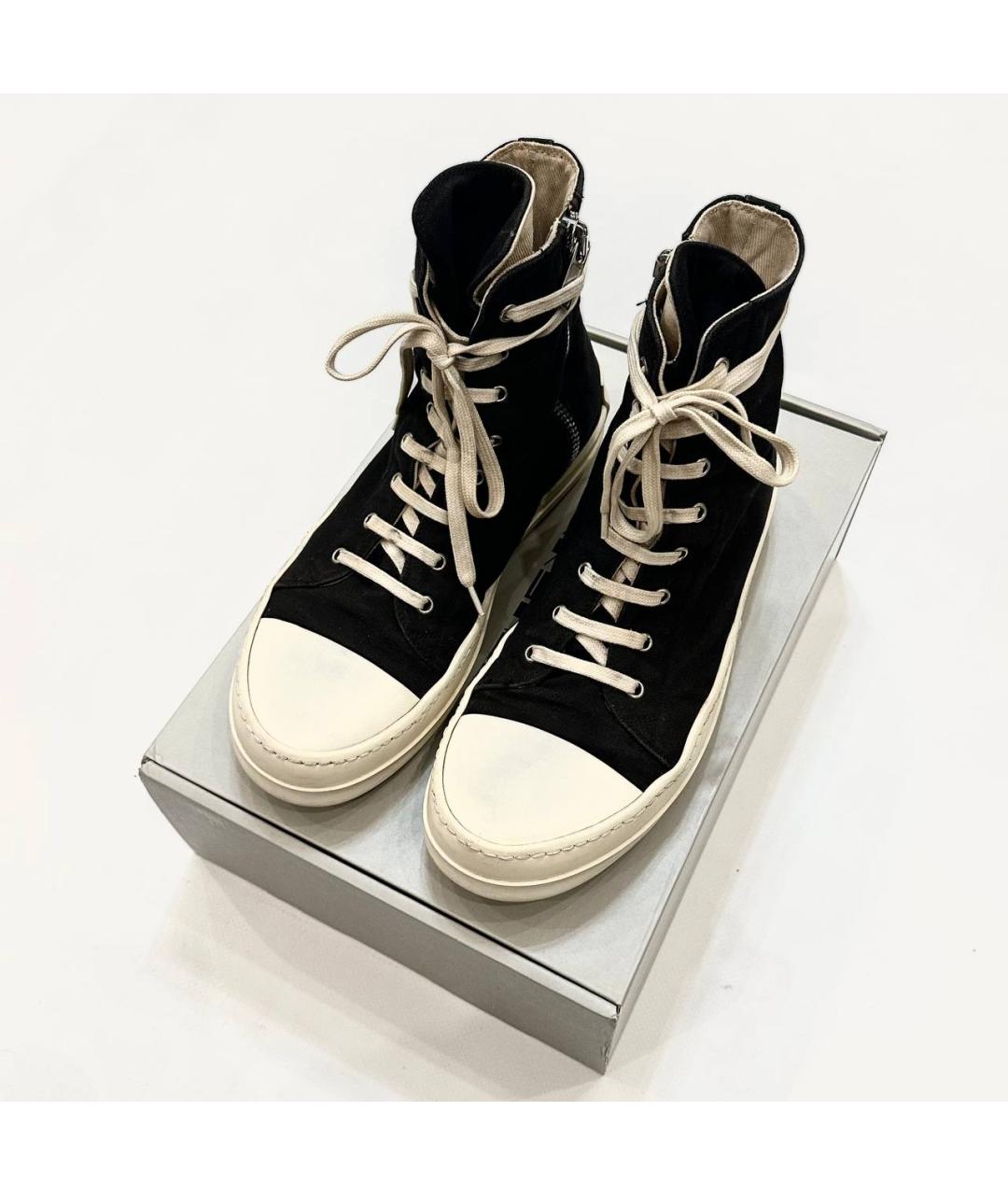 RICK OWENS DRKSHDW Черные текстильные высокие кроссовки / кеды, фото 2