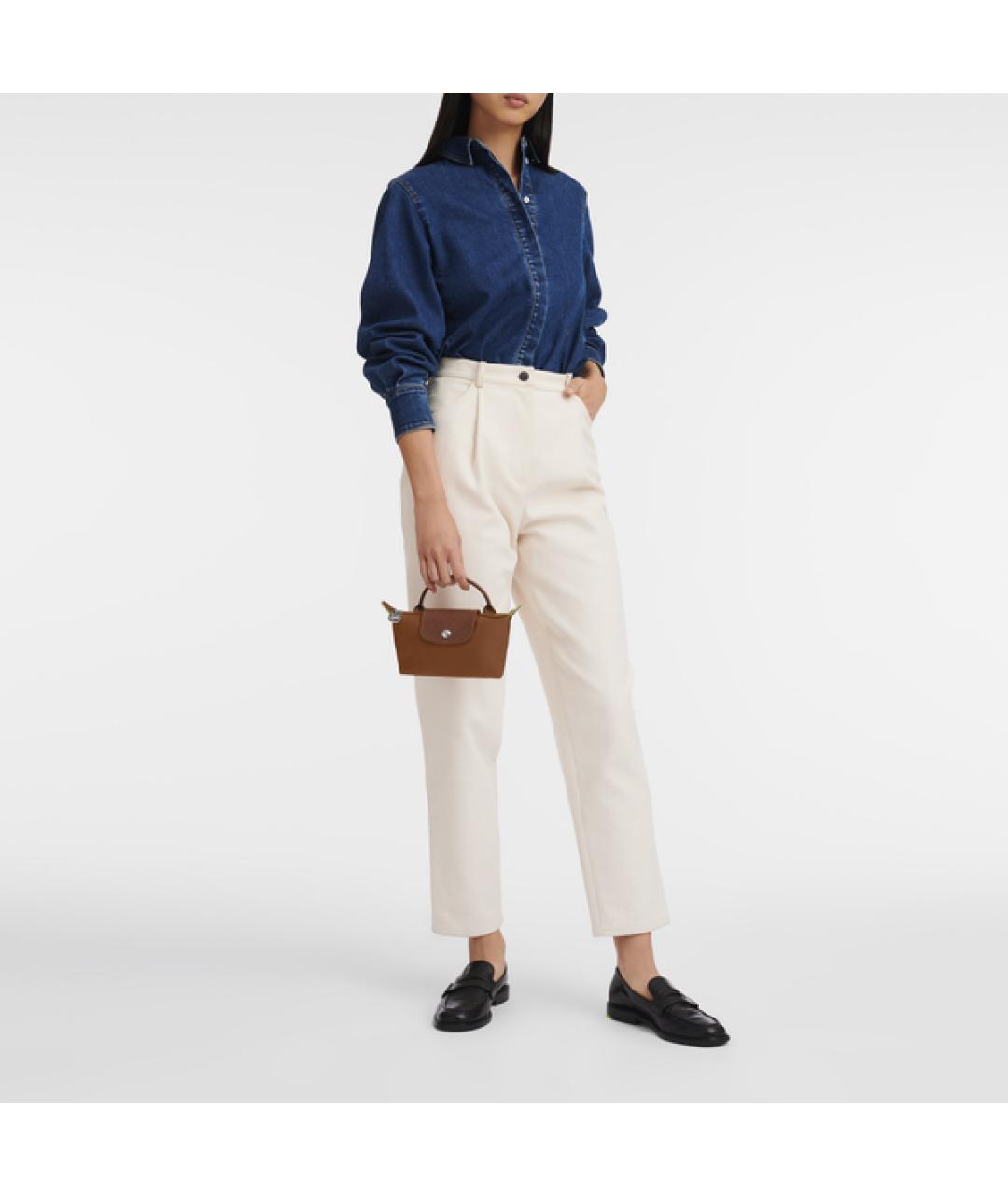 LONGCHAMP Коричневая тканевая сумка через плечо, фото 6