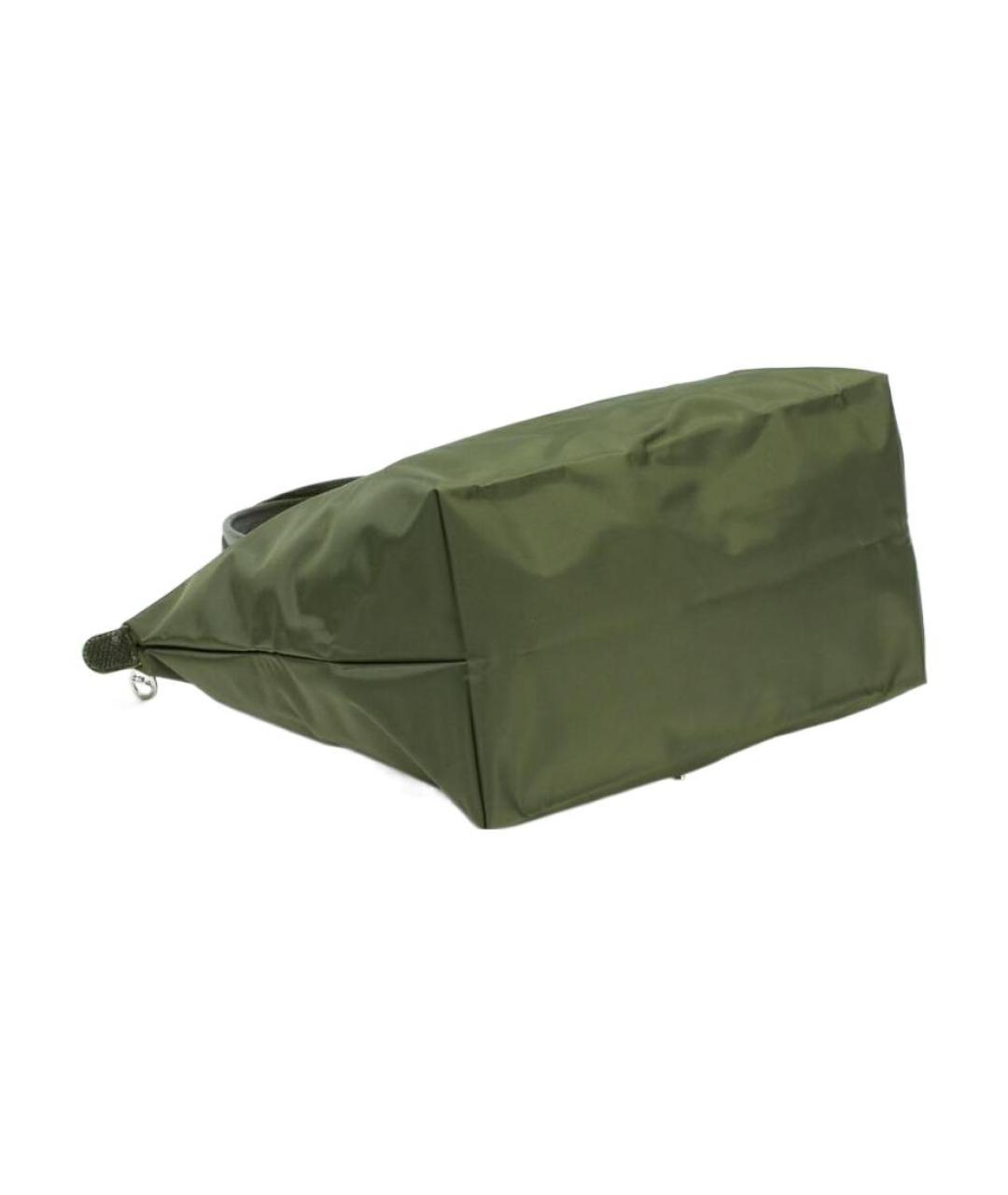 LONGCHAMP Хаки тканевая сумка с короткими ручками, фото 4