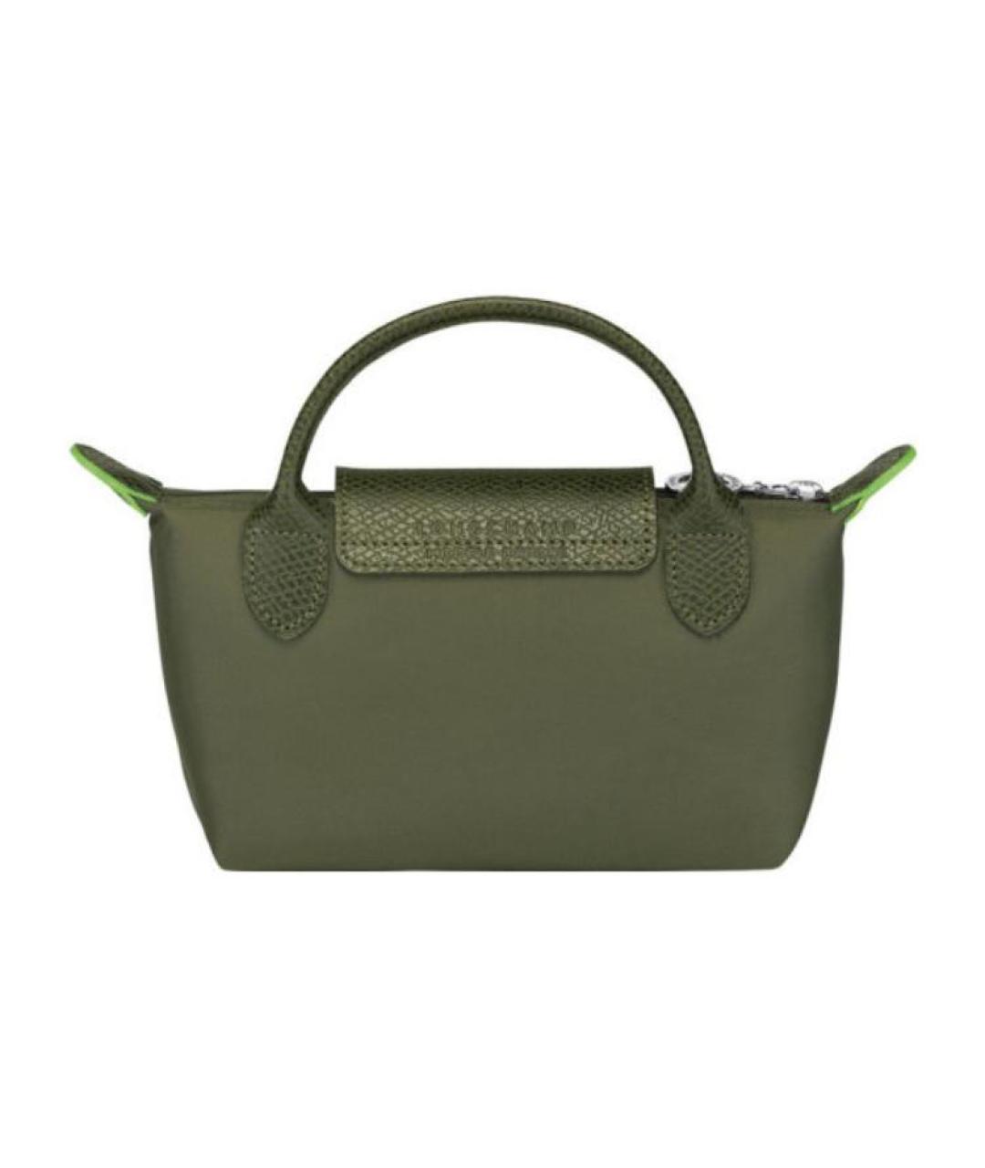 LONGCHAMP Хаки тканевая сумка с короткими ручками, фото 3