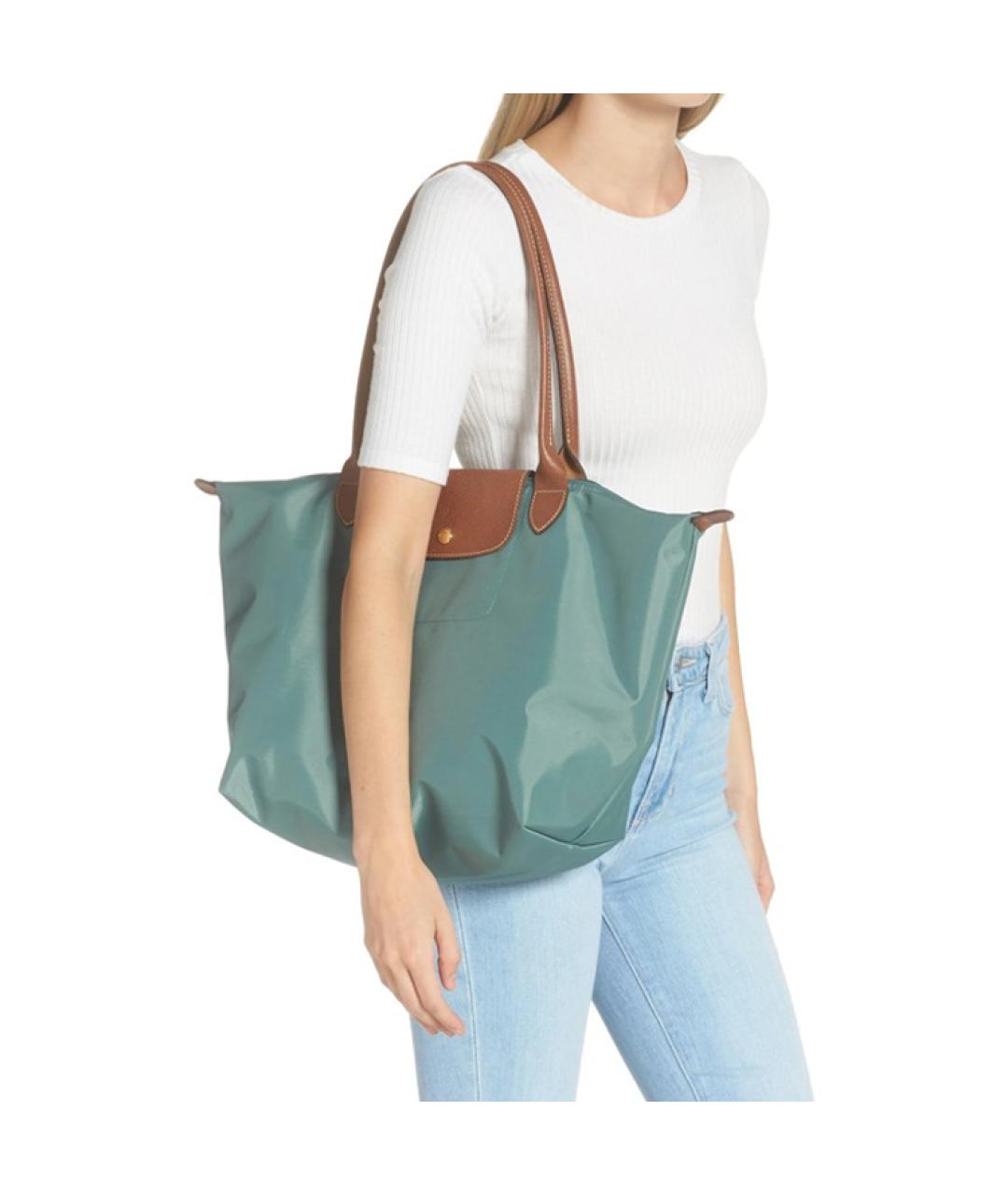 LONGCHAMP Зеленая тканевая сумка через плечо, фото 5