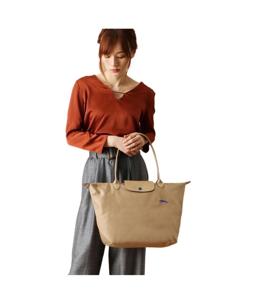 LONGCHAMP Бежевая тканевая сумка через плечо, фото 5